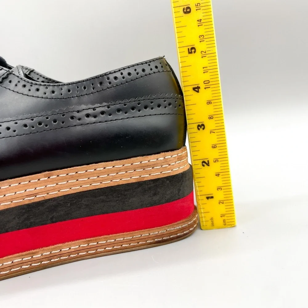 Jeffrey Campbell Ad Long Platform Wingtip Brogue Oxfords Womens 7.5M Black 90s